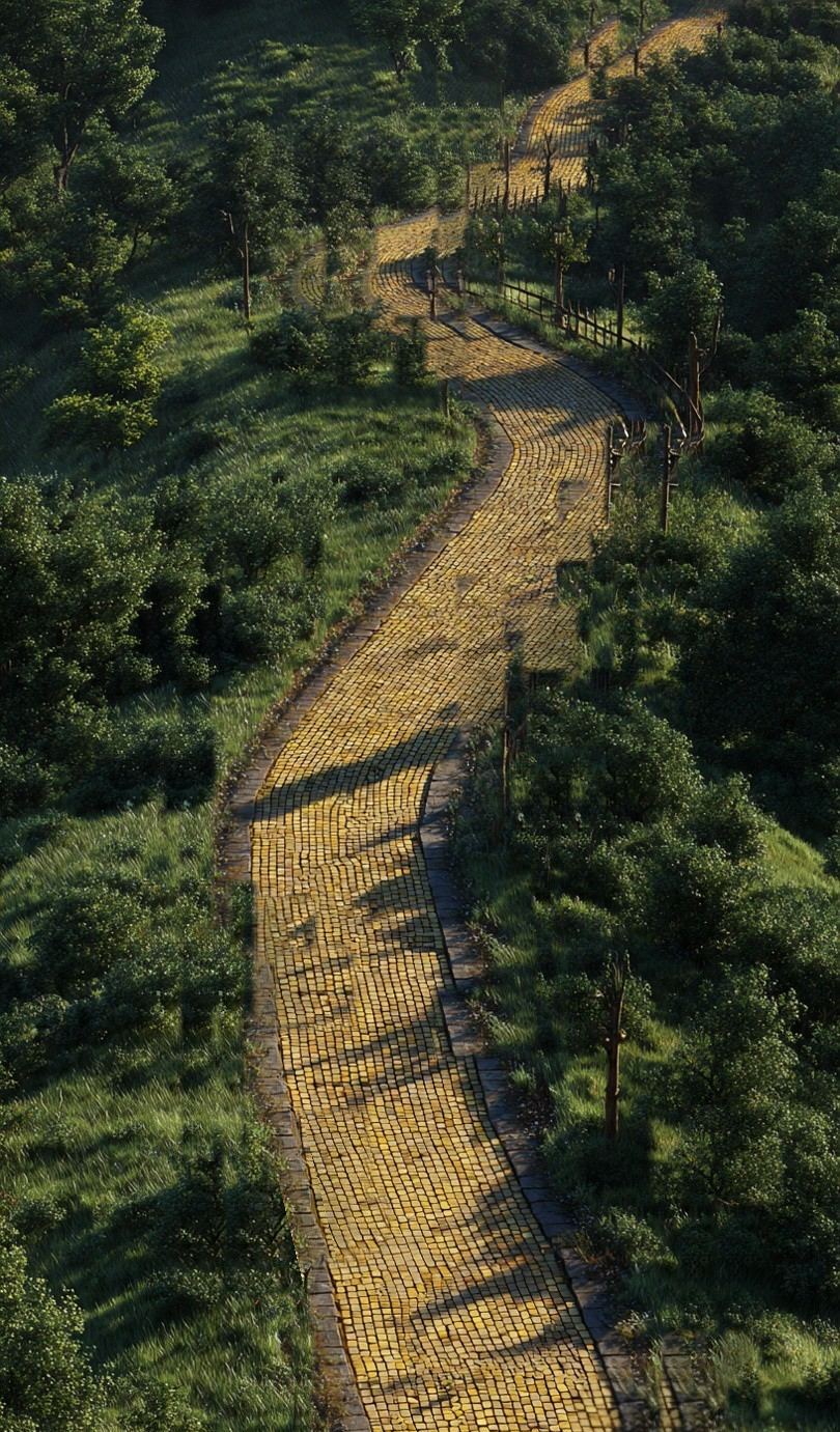 Your whole journey — the winding road, lit as far as you have built it